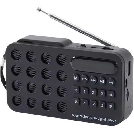 Altoparlante radio portatile, radio solare ricaricabile per casa, campeggio, viaggi (nero). (1/5)