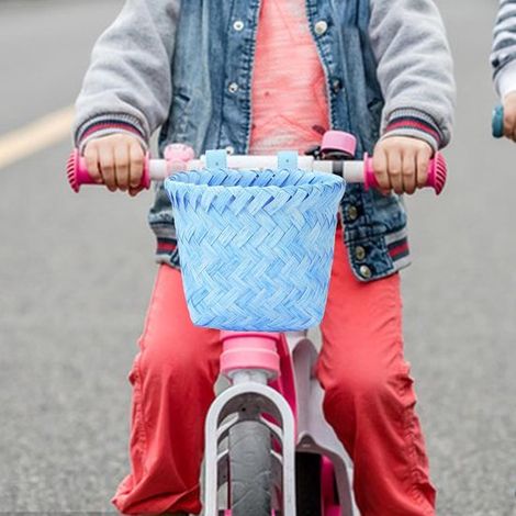 Cesta para bicicleta infantil - Bolsa de almacenamiento para manillar - Ideal para aventuras - Diseño repelente al agua - 15 x 12 x 12 cm - Azul (1/5)