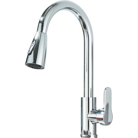 Grifo de cocina con caño extraíble, giratorio 360 grados, cromado. (1/2)