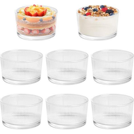 Set di 8 bicchieri da dessert in vetro - 200 ml - Lavabili in lavastoviglie - Ideali per dessert, tiramisù, budini, insalate, yogurt e cereali (1/5)