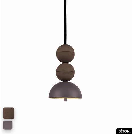 Lampe de suspension en béton - BOSFOR CONCRETE CHOCOLAT - SPARROW 2 BALLES LED 14W (1/3)