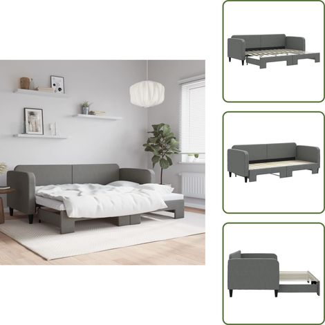 Sofá cama para salón - vidaXL Sofá cama nido tela gris oscuro 80x200 cm - Sofá cama para dormitorio