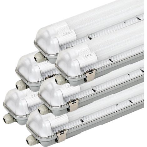 Kit de Réglette LED IP65 + 2 Tube Néon LED 150cm T8 22W - Pack de 6 / Blanc Neutre - SILUMEN
