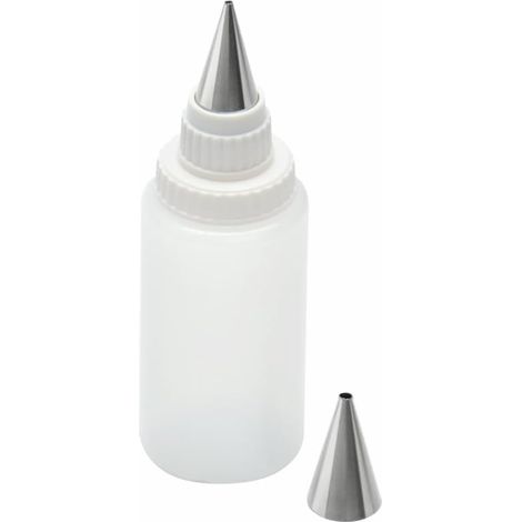 Douille À Décorer - Bouteille À Glacer 100 Ml En Plastique Transparent - Embouts En Acier Inoxydable 18/10 - Pour Gâteaux Et Desserts - Lot De 2 (1/5)