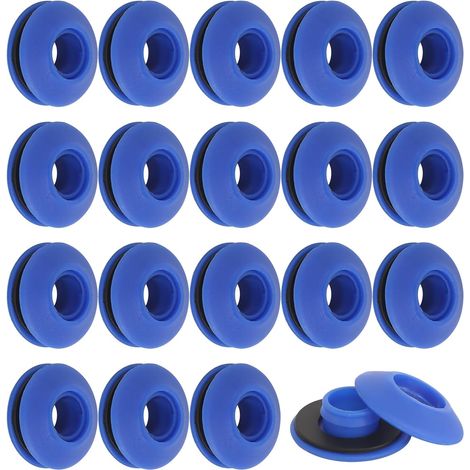 Œillets en Plastique pour Bâche, 50 Pièces Oeillets Auto-Bloquants en Plastique pour Bâche de Piscine et Tentes Bleu (28 x 28 x 12 mm) (1/5)