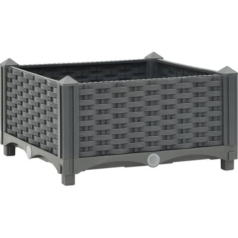 Fioriera rialzata per piante e fiori giardino 40 x 40 x 23 cm polipropilene grigio scuro 020000925