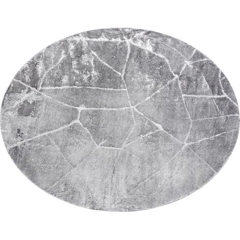 Modern MEFE Teppich  Kreis 2783 Marmor - Strukturell zwei Ebenen aus Vlies dunkelgrau grey rund 100 cm