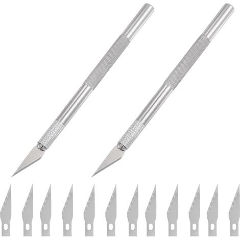 2 x Precision Knives 10 Replacement Blades for Sculpture, Modelling, Art Projects, Engraving Tool, Silver (1/5)