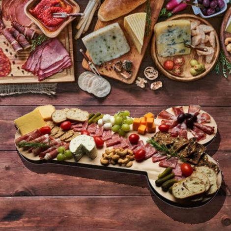 Plateau en bois apéritif et salade forme originale 40x20x0.6cm, plat à tapas pour bar et fête, sachet inclus.