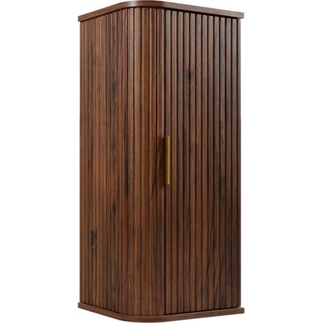Meuble demi colonne suspendu de salle de bain GLAMOUR coloris noyer foncé 35 x 79 cm