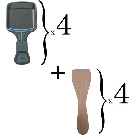 Ersatzteil - Set aus 4 Raclettepfännchen und 4 Holzspatchtel - - TEFAL, MOULINEX