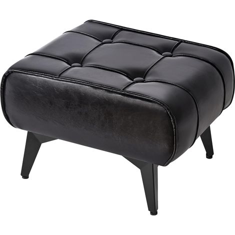 10.2 H Repose Pied Salon, Tabouret Repose-Pieds en Cuir PU avec Coussin Rembourré pour l'assise. Tabouret de Canapé Moderne, pour Salon, Chambre, Entrée, Noir HBD037B (1/5)