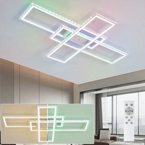 GBLY Deckenlampe LED Deckenleuchte Wohnzimmer - Wohnzimmerlampe RGB Farbwechsel mit Fernbedienung Schlafzimmerlampe Dimmbar Modern 50W Flurlampe Deckenbeleuchtung Schwenkbar für Kinderzimmer Büro
