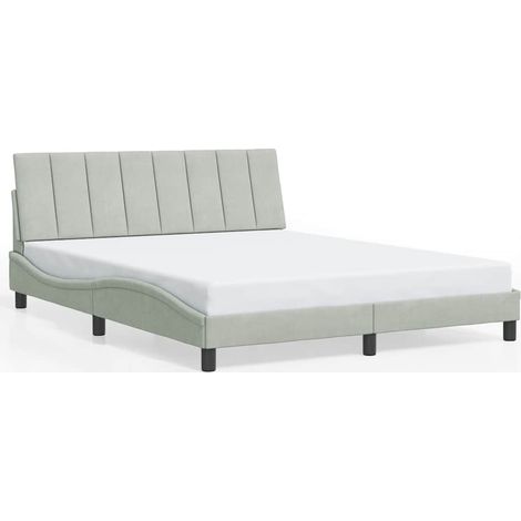 Maison Exclusive - Cadre de lit sans matelas Hanko gris clair 160x200 cm velours (1/5)
