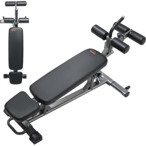 Banc à Abdominaux pour Sit Up, Banc de Musculation Abdominal Incurvé avec Poignée de Crunch Inversée, Hauteurs Réglable à 4 Niveaux, en Acier Robuste, Charge 454 kg, pour Domicile Gym Fitness (1/5)