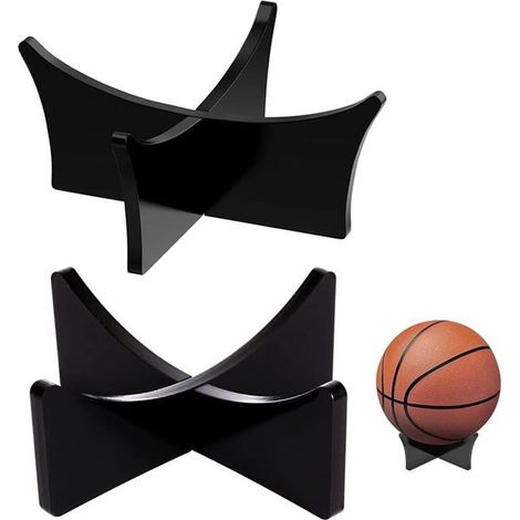 Lot de 2 supports de ballon en acrylique – Noirs – Football, basket, volley, rugby – Présentation et rangement (1/5)