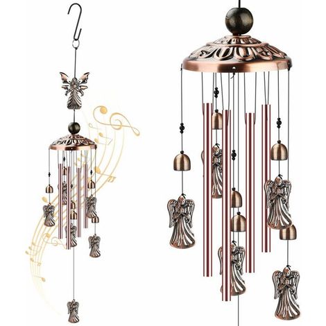 Carillons éoliens en forme d\'ange, carillons éoliens en laiton étanches, décoration pour la maison, l\'intérieur, l\'extérieur (1/4)
