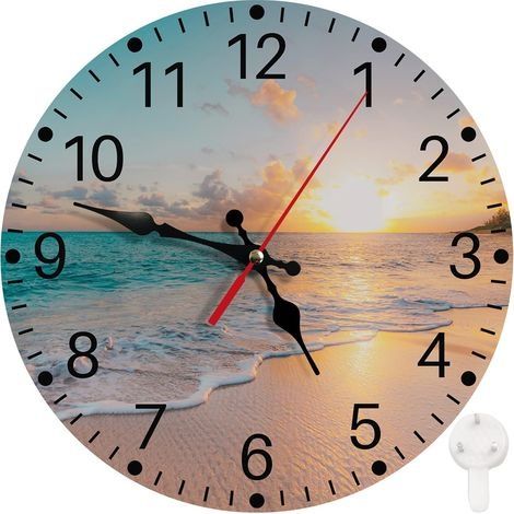 Horloge murale silencieuse 25 cm – MDF – Mouvement à quartz – Décoration moderne pour salon, cuisine, bureau (1/5)