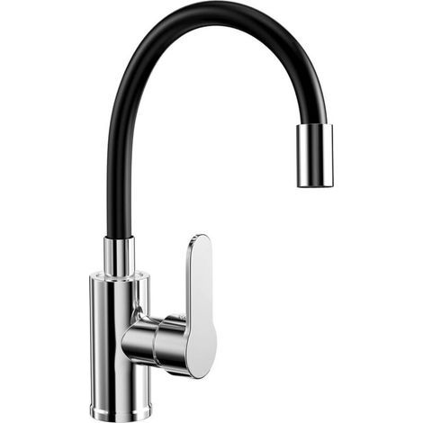Mitigeur Évier avec Bec Flexible, Robinet Cuisine Noir, Cuisine Mitigeur Flexible Rotative à 360°, Robinet de Cuisine Flexible (1/4)