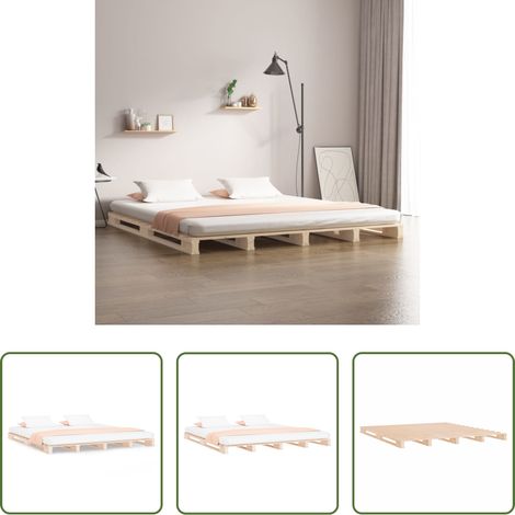 vidaXL Bois de pin massif - Lit de palette 140x190 cm bois de pin massif (1/5)