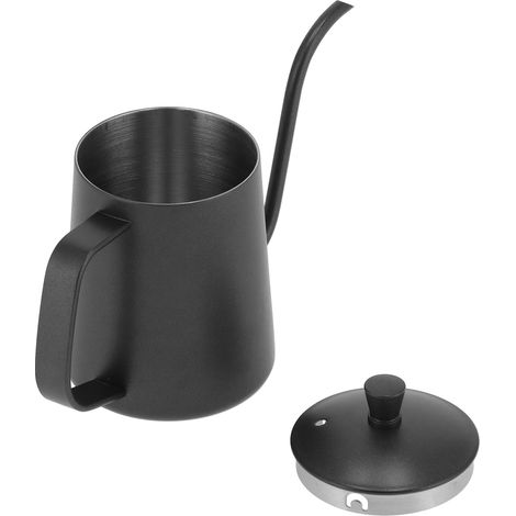 Bouilloire à col de cygne 350 ml en acier inoxydable 304 avec long bec verseur, idéale pour la maison, la cuisine, le bureau ou l'hôtel (noir).