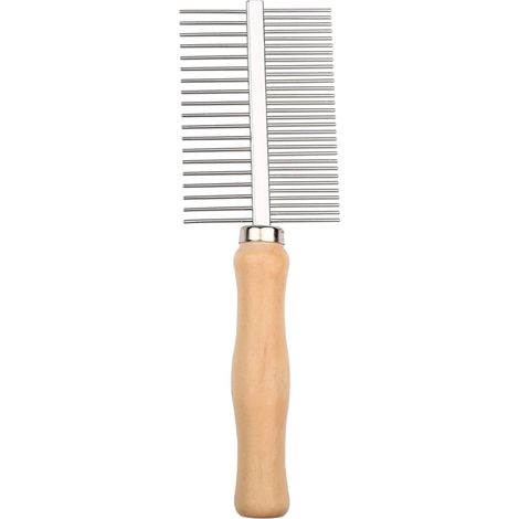 Peigne de brossage en acier inoxydable pour animaux de compagnie, peigne pour chiens et chats de petite, moyenne et grande taille, outil de démêlage du pelage (double rangée) (1/5)
