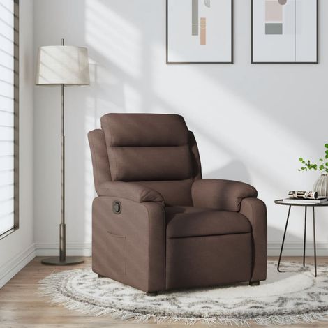 Sillón reclinable de tela marrón oscuro vidaXL