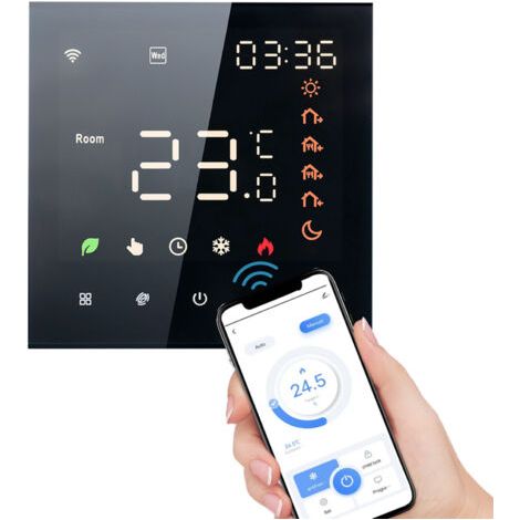 Thermostat WiFi intelligent, commande vocale, écran LCD programmable numérique 3A, écran tactile, thermostat de chauffage par le sol, thermostat mural de chauffage de l'eau (1/5)