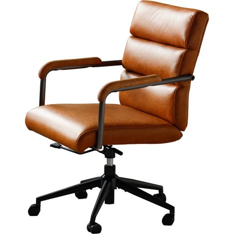 Sedia da ufficio ergonomica in pelle con ruote, girevole e regolabile in altezza MODENUIT (1/5)