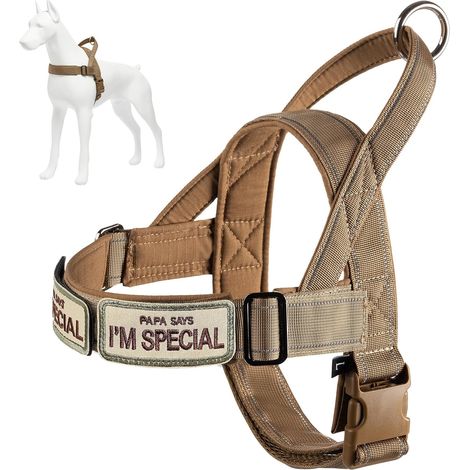 Adjustable Dog Harness for Small Medium Large Dogs, Reflective Leak-Proof No Pull Dog Harness (Brown, M (1/5)