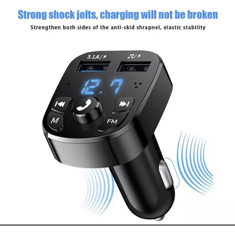 Trasmettitore FM wireless e caricabatterie per auto - Caricabatterie USB - Kit vivavoce Bluetooth per accendisigari (1/5)