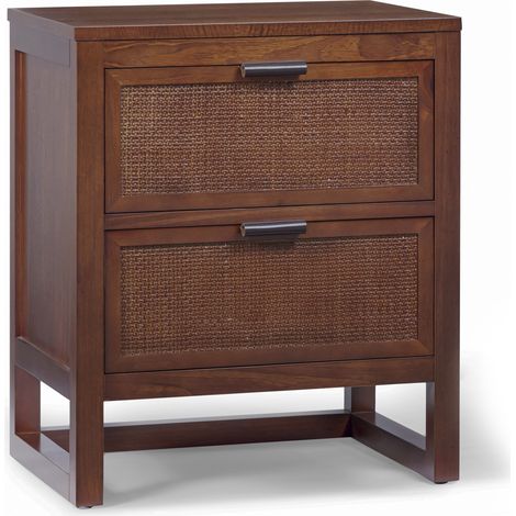 Teamson Home Hatteras Bedside Table 2 Drawer Nightstand, Walnut (1/5)