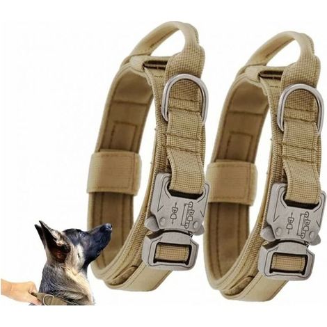 2Pcs Tactical Dog Collars, Personalized Dog Collar, Adjustable Training Collar for Medium Large Dogs-L (1/5)
