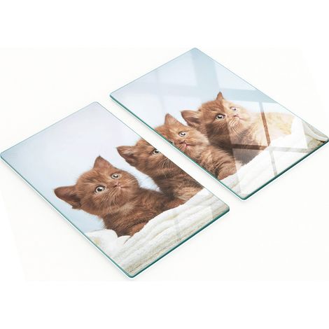 Juego de dos tablas de cocina de cristal y toallas para gatitos 2x30x52 cm