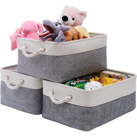 Ensemble de 3 petits paniers de rangement en tissu, paniers de rangement pliables et imperméables, boîtes de rangement en toile (1/5)