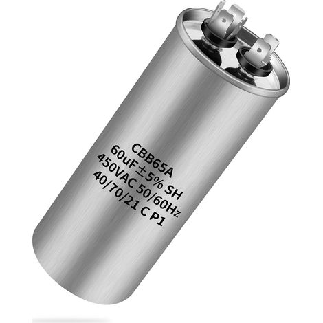 CBB65 450V AC 60uf 50/60HZ Condensateur de démarrage de compresseur,Condensateur d'unité extérieure,Condensateur de climatiseur,Condensateur rond