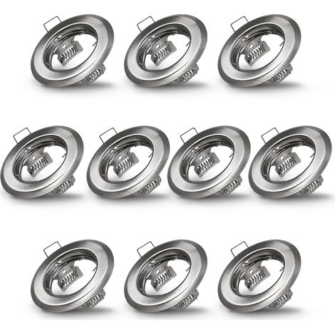 Deuba Set de 10 Marcos de montaje para focos empotrables LED GU10 planos para interior techo profundidad de 70mm diámetro 68mm Set de 10 pzs plata brillante (1/5)