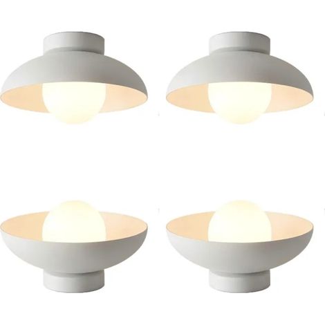 4x Plafonnier Moderne,Lustre Plafonnier Intérieur Contemporain Abat-jour en Métal Designe Demi - cercle Luminaire Retro,Blanc (1/5)
