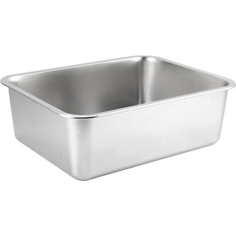 Rechteckige Katzentoilette aus Edelstahl, stoßfest, niedriger Einstieg und geräumig, Metall, Haustierzubehör - M 1- (1/5)