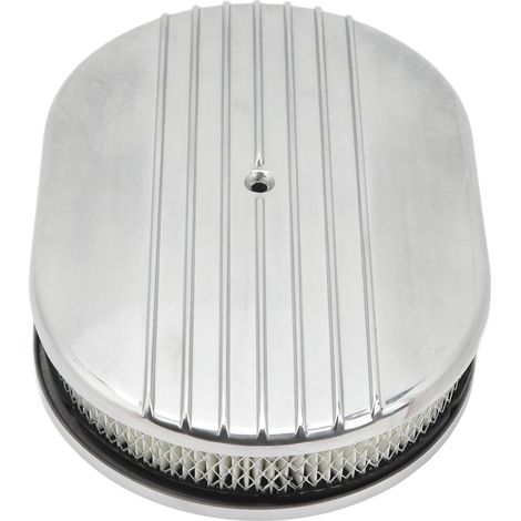 12-Zoll-Oval-Halbfein-Luftfilter-Ersatzset aus polierter Aluminiumlegierung für Ford