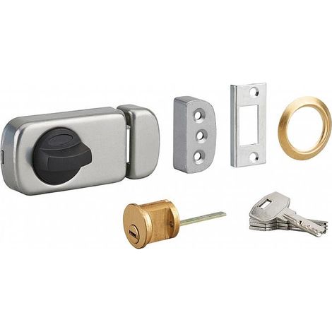 Serratura con copertura per porta d'ingresso a battente, 4 chiavi, grigio - THIRARD