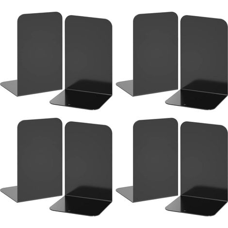 8er Set robuste schwarze Metall-Buchstützen mit rutschfesten Pads (1/5)