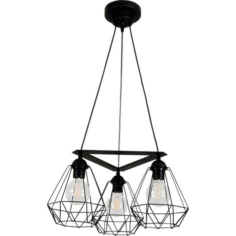Lámpara de techo colgante estilo loft industrial, color negro, Goria 14-332 (1/2)