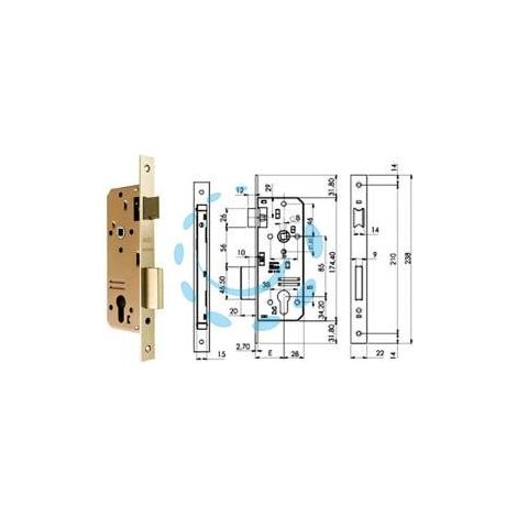 SERRATURA DA INFILARE PER PORTE IN LEGNO A CILINDRO 200N - mm.25 (200N251)