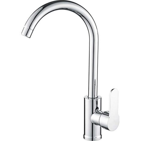 Robinet Cuisine Bec Haut Pivotant à Elégant Mitigeur Evier d'évier Mousseur Démontable Eau Chaude et Froide 360° (1/4)