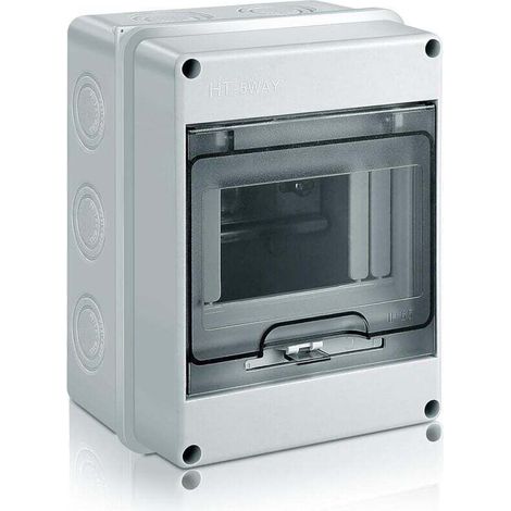 Coffret Electrique Etanche Exterieur, IP65 Boîtier de Distribution en Saillie avec Terminaux, ABS de Surface en Plastique pour une Utilisation à l'extérieur， (5 MODULE) (1/4)