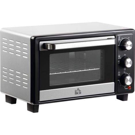 Horno eléctrico de sobremesa 16L 1400W con 3 modos de calor temperatura hasta 230 ℃ temporizador bandeja de horneado y rejilla 44x32x28,1 cm plata (1/5)