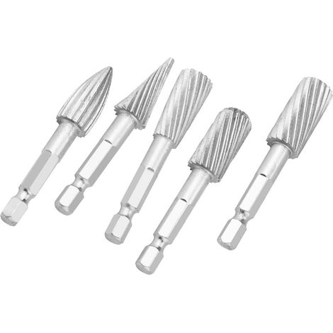 Ensemble de 5 Fraise à Rotation en Acier Rapide 4241 Manche Hexagonal pour Ponçage de Fer et d'Aluminium - KZQ (1/5)