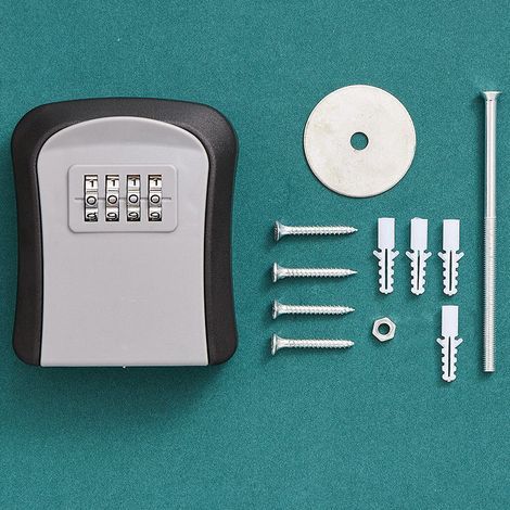 Grey Secure Key Box, with 4-Digit Code Lock, Large Key Box, Waterproof and Rustproof, Wall Mounted Key Box for Indoor and Outdoor Use. (1/3)