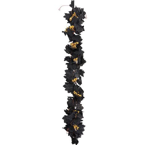 Guirlande de feuilles d'érable, 2 pièces, vigne noire et baies dorées, décoration automne Halloween réaliste pour intérieur extérieur (1/5)